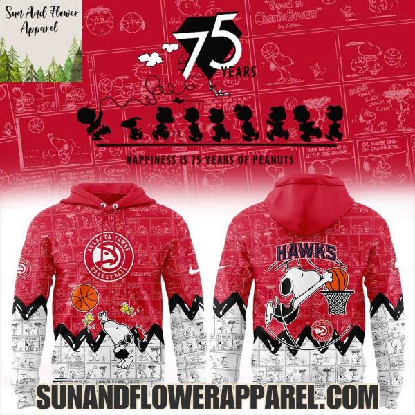 Atlanta Hawks Peanuts Night Happiness Is 75 Years Hoodie