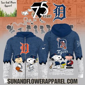 Detroit Tigers Peanuts Night Happiness Is 75 Years Hoodie