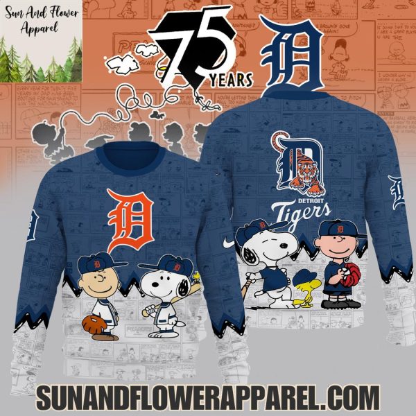 Detroit Tigers Peanuts Night Happiness Is 75 Years Hoodie