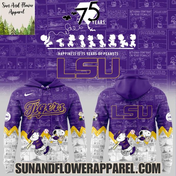 LSU Tigers Baseball Peanuts Night Happiness Is 75 Years Hoodie