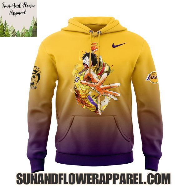 Luffy One Piece x Los Angeles Lakers Gold And Purple 2025 Limited Edition Hoodie