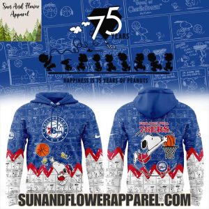 Philadelphia 76ers Peanuts Night Happiness Is 75 Years Hoodie