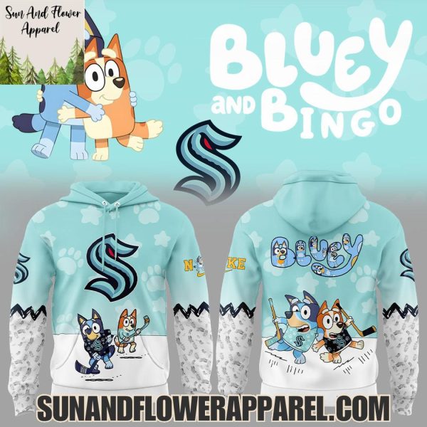 Seattle Kraken 2025 Bluey And Bingo Hoodie