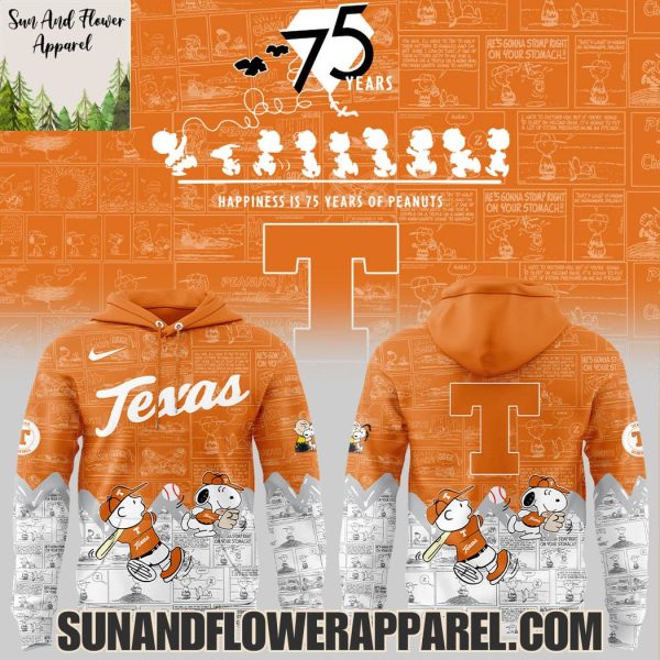 Texas Longhorns Baseball Peanuts Night Happiness Is 75 Years Hoodie