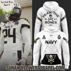 Navy Midshipmen Football 2025 Fear The Bones Limited Edition Hoodie