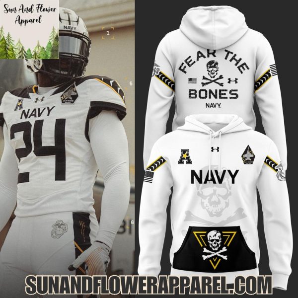 Navy Midshipmen Football 2025 Fear The Bones Limited Edition Hoodie